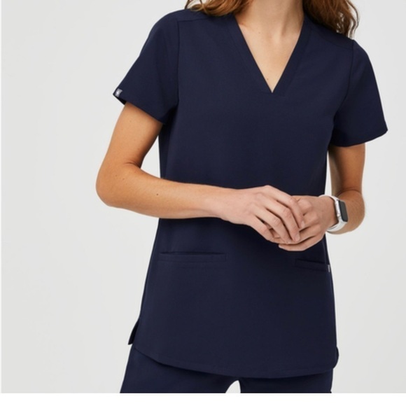 Figs technical blue short sleeve scrub top - Picture 1 of 7